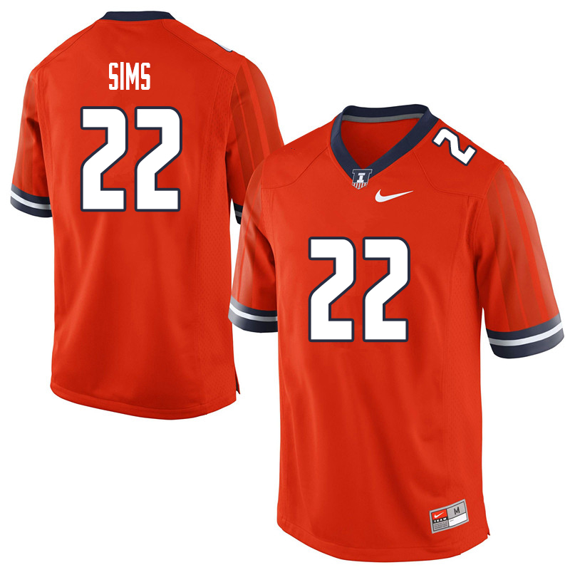 Men #22 Kenyon Sims Illinois Fighting Illini College Football Jerseys Sale-Orange